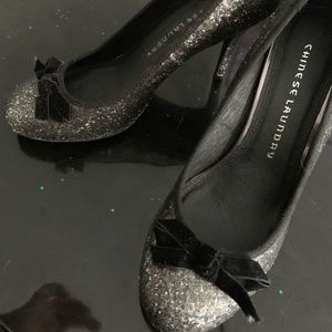 Dark Glitter and Velvet Heels